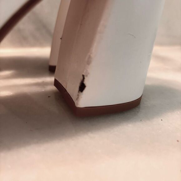 Topshop Nixie Studded Peep Toe Block Heel Sandals White Size 10 - Picture 3 of 7